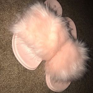 fuzzy pink slides